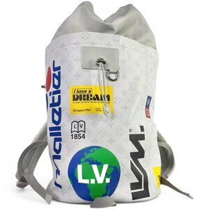 LOUIS VUITTON Monogram Chalk Backpack White Grey Large LV Patches Bag Men Unisex